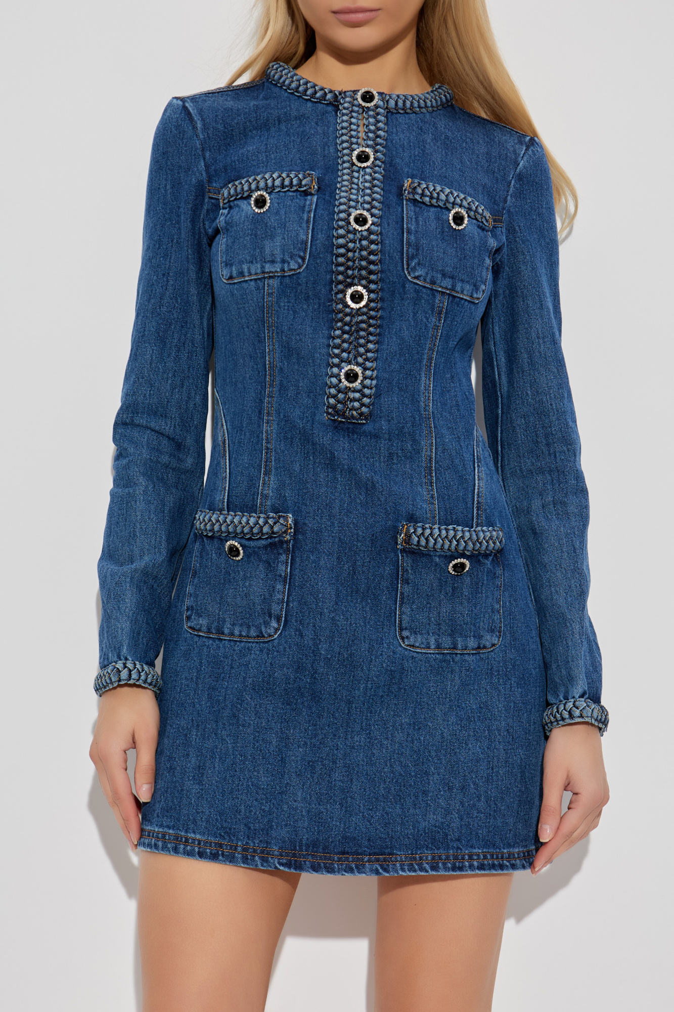 ワンピース SELF PORTRAIT FW25 Dresses (PF25 034M BL BLUE) Blue Peplum Knit Midi Dress – self-portrait-EU